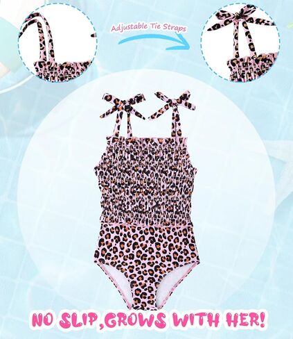 Toddler Girls Swimsuits Adjustable Straps One-Piece Swimwear Baby Girl Smocked Bathing Suits 2-6T in Saudi Arabia
