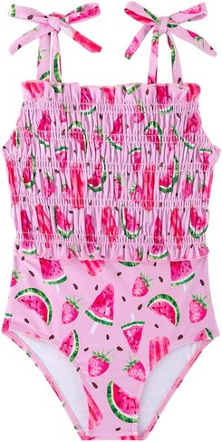 Toddler Girls Swimsuits Adjustable Straps One-Piece Swimwear Baby Girl Smocked Bathing Suits 2-6T in Saudi Arabia