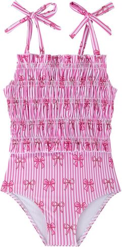 Toddler Girls Swimsuits Adjustable Straps One-Piece Swimwear Baby Girl Smocked Bathing Suits 2-6T in Saudi Arabia