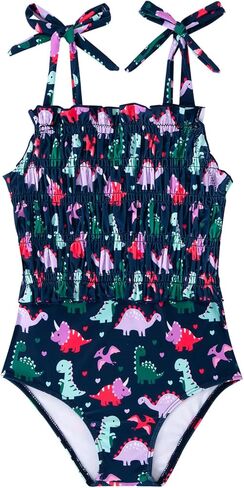Toddler Girls Swimsuits Adjustable Straps One-Piece Swimwear Baby Girl Smocked Bathing Suits 2-6T in Saudi Arabia