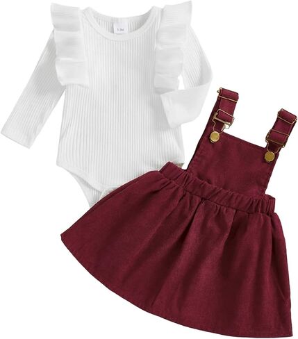 Newborn Baby Girl Clothes Fall Dress Ruffle Sleeve Romper Infant Overall Suspender Skirt Cute Girl Outfit in Saudi Arabia