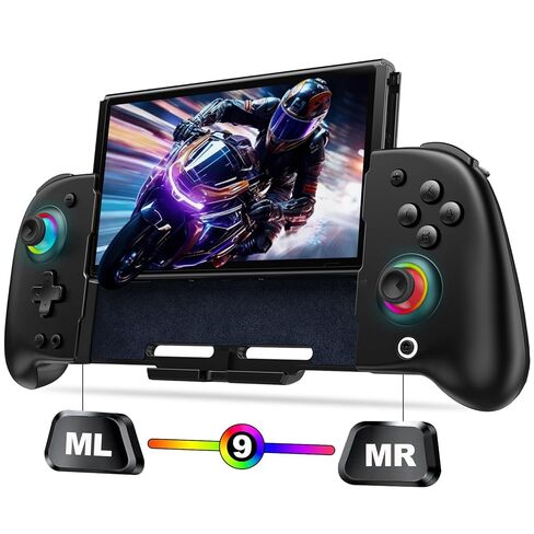 وحدات تحكم التبديل اللاسلكية GAMEASY لجهاز Nintendo Switch/OLED، قطعة واحدة من تأثير Hall Joypad بديلة لوحدة التحكم الاحترافية مع Turbo/Macro/Wake Up/9 ألوان RGB، تتضمن 4 فتحات لبطاقات الألعاب وحدة تحكم محمولة in Kuwait