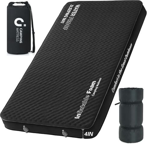 CYMULA 4-inch Self-inflating Camping Pad, 79"x 52"x 4" Ultra-Thick Double Sized Sleeping Mattress, Inflatable Foam Pads for Camp with Air Pump Sack, Suitable for Adults, Backpacking Travel, Army Green in Saudi Arabia