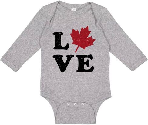 Love Canada Maple Leaf Canadian Pride Long Sleeve Baby Infant Bodysuit in Saudi Arabia