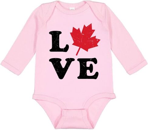 بدلة للأطفال الرضع بأكمام طويلة من Love Canada Maple Leaf Canadian Pride in Kuwait