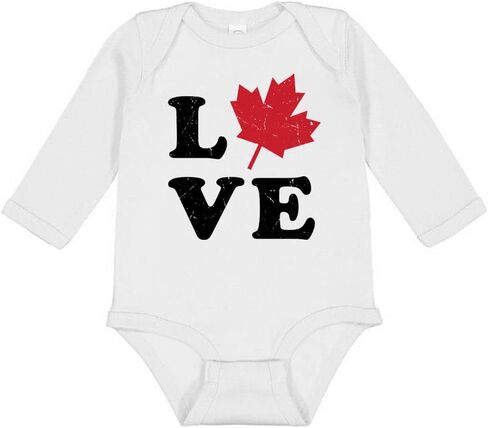 Love Canada Maple Leaf Canadian Pride Long Sleeve Baby Infant Bodysuit in Saudi Arabia