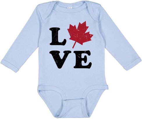 Love Canada Maple Leaf Canadian Pride Long Sleeve Baby Infant Bodysuit in Saudi Arabia