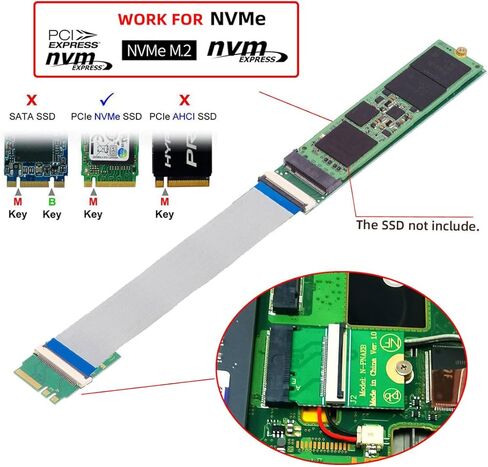 2230 A+E-Key Male to NVME M-Key Female Extension Flat Slim FPC Cable for Laptop Mainboard SSD 2280 in Saudi Arabia