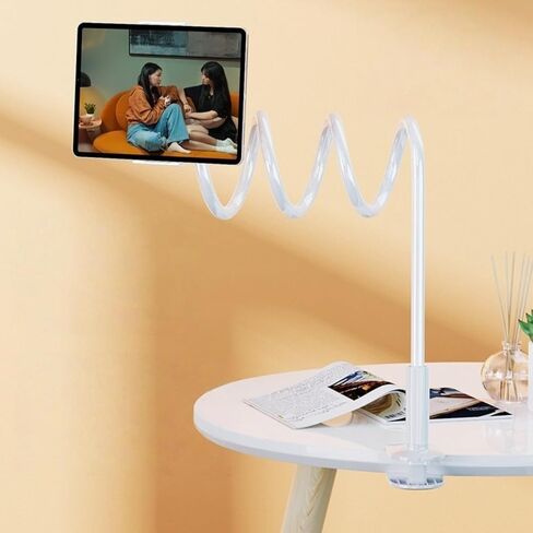 Gooseneck Tablet Holder for Phone and Tablet 360° Adjustable Clamp Mount for Bed and Desk, EReader, Recording, Reading, Filming Lazy Arm Stand for 7.9″–10″ Devices (White) in Saudi Arabia