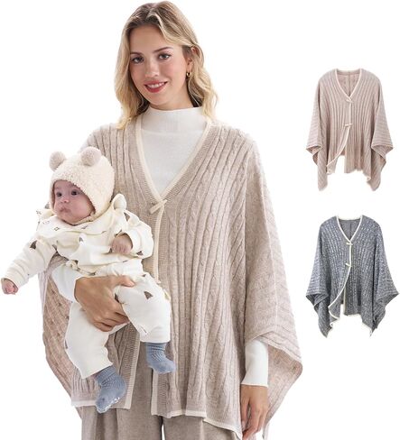 Momcozy Knit Nursing Cover – Soft & Cozy Full Coverage Nursing Shawl for Breastfeeding and Pumping, Versatile Fall/Winter in Saudi Arabia