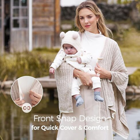Momcozy Knit Nursing Cover – Soft & Cozy Full Coverage Nursing Shawl for Breastfeeding and Pumping, Versatile Fall/Winter in Saudi Arabia