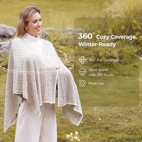 Momcozy Knit Nursing Cover – Soft & Cozy Full Coverage Nursing Shawl for Breastfeeding and Pumping, Versatile Fall/Winter in Saudi Arabia
