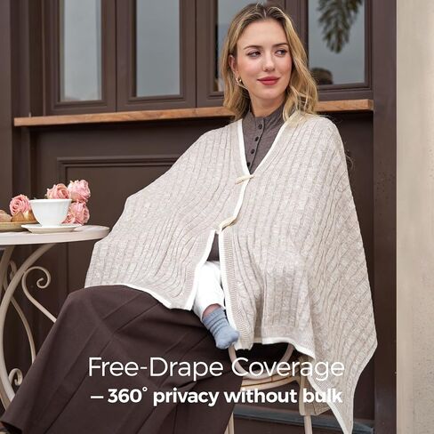 Momcozy Knit Nursing Cover – Soft & Cozy Full Coverage Nursing Shawl for Breastfeeding and Pumping, Versatile Fall/Winter in Saudi Arabia