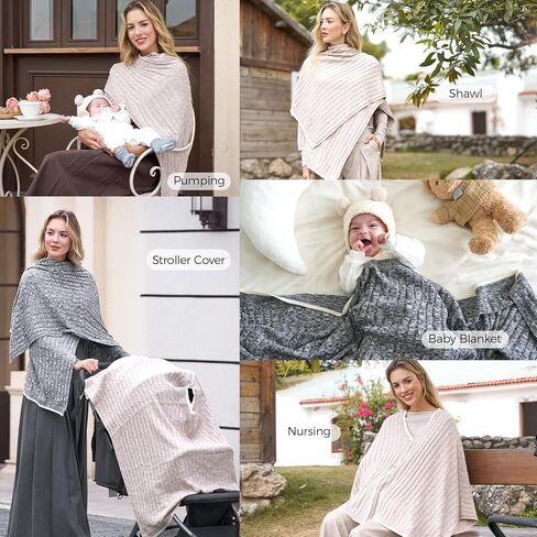 Momcozy Knit Nursing Cover – Soft & Cozy Full Coverage Nursing Shawl for Breastfeeding and Pumping, Versatile Fall/Winter in Saudi Arabia