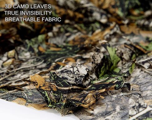 Ginsco 3D Leafy Camo Poncho Camoflage Woodland Cape Lightweight Ghillie Suit for Men, Ghillie Hood for Turkey Hunting Bird Watching Military Training Outdoor Airsoft Wildlife Photography Halloween in Kuwait