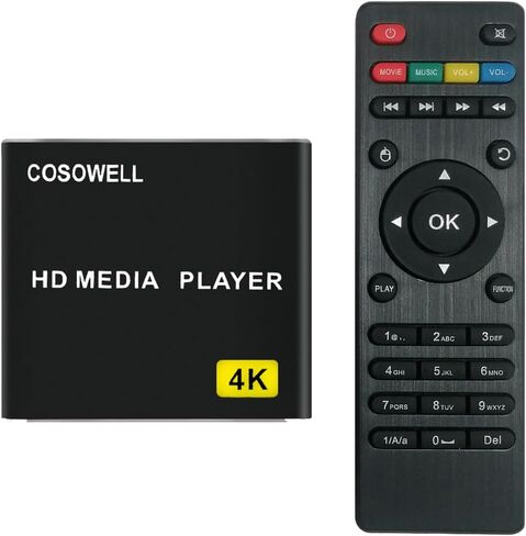 مشغل وسائط 4K لمحرك USB وSD، مشغل لافتات رقمية فائقة الدقة مع مخرج HDMI/AV، فيديو H.265 H.264 MKV MP4، موسيقى MP3، صور JPG، تشغيل واستئناف تلقائي، تشغيل متكرر in Saudi Arabia