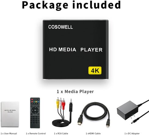 مشغل وسائط 4K لمحرك USB وSD، مشغل لافتات رقمية فائقة الدقة مع مخرج HDMI/AV، فيديو H.265 H.264 MKV MP4، موسيقى MP3، صور JPG، تشغيل واستئناف تلقائي، تشغيل متكرر in Saudi Arabia