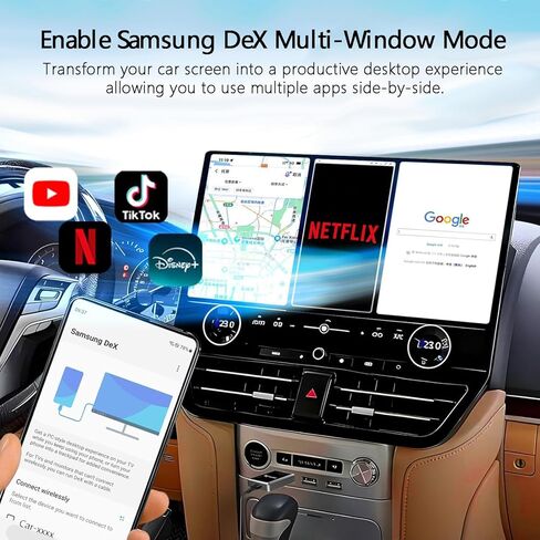 محول CarPlay اللاسلكي مع بث فيديو DP سلكي لـ Net-Flix YouTube TikTok، انعكاس الشاشة لنظامي iOS وAndroid، التحكم الصوتي في مكالمات الموسيقى، متوافق مع CarPlay السلكية in Kuwait