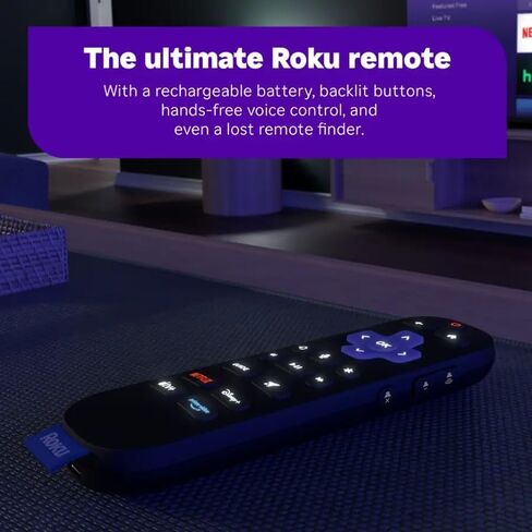 مشغل تدفق فائق من روكو، جهاز بث 4K للتلفزيون، دولبي فيجن وأتموس، HDR10+، جهاز تحكم عن بعد صوتي قابل للشحن، بلوتوث وواي فاي 6، أزرار بإضاءة خلفية، مع سلك تمديد USB وHDMI in Saudi Arabia
