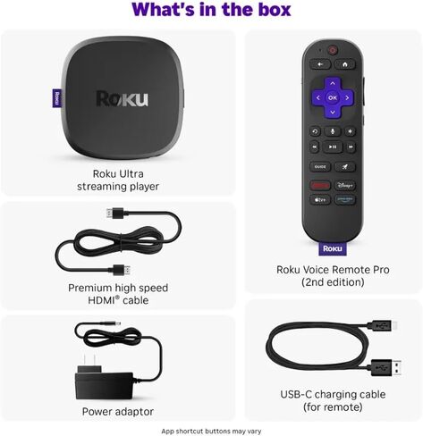 مشغل تدفق فائق من روكو، جهاز بث 4K للتلفزيون، دولبي فيجن وأتموس، HDR10+، جهاز تحكم عن بعد صوتي قابل للشحن، بلوتوث وواي فاي 6، أزرار بإضاءة خلفية، مع سلك تمديد USB وHDMI in Saudi Arabia