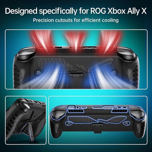 حقيبة حمل SyVend 3 في 1 من الملحقات المتوافقة مع ASUS ROG Xbox Ally وROG Xbox Ally X 7" 2025 - متضمنة هيكل صلب من مادة EVA، وغطاء واقٍ من مادة TPU مع حامل وحاميات شاشة، أسود in Saudi Arabia