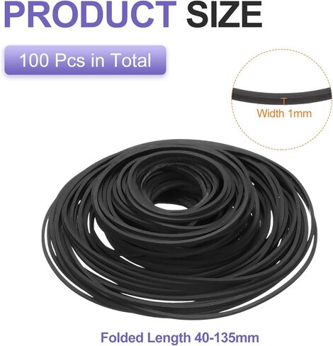 أحزمة مطاطية 100 قطعة من uxcell، طول مطوي 40-135 مم، حزام مسجل كاسيت، إصلاح مزيج من أشرطة الكاسيت المسطحة، أحزمة مطاطية لمحركات أقراص DVD CD LD VCR، العرض 1 مم in Saudi Arabia
