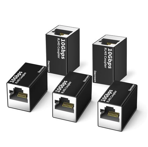 Dacrown RJ45 Ethernet Coupler 10Gbps, 5Pack Extender Adapter, Black | Female to Female Adapter For Cat8 Cat7 Cat6 Cat5 Cat5e Cables, Shielded Aluminum Alloy, Long Distance 328ft Network Connector in Saudi Arabia