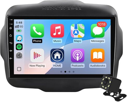 ستيريو سيارة 9 بوصة IPS تعمل باللمس Android 14 لسيارة Jeep Renegade 2015-2020 مع CarPlay اللاسلكي وAndroid Auto 2+64GB راديو السيارة، يدعم WiFi 6، Bluetooth، 5.4، كاميرا احتياطية، SWC in Kuwait