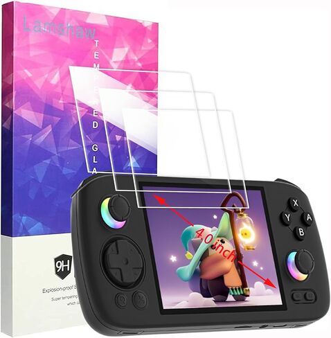 Lamshaw RG406H Retro Handheld Game Screen Protector, 9H Tempered Glass Screen Protector Film Compatible with RG406H Retro Handheld Game Console 4 Inch (Glass-3 Pack) in Kuwait
