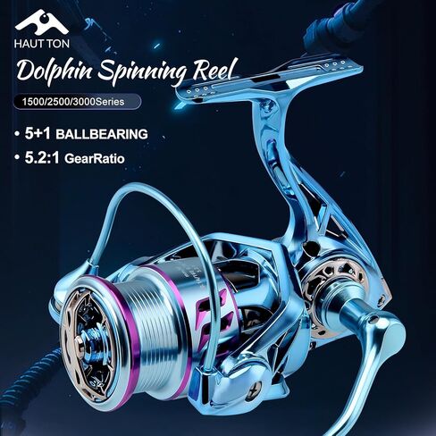 HAUT TON Dolphin Advance Edition Spinning Reel,5.2:1Gear Ratio,22LBS,5+1BB,Backlash Free Bearing,Sealed Drag System,Saltwater,Freshwater Fishing Reels in Saudi Arabia