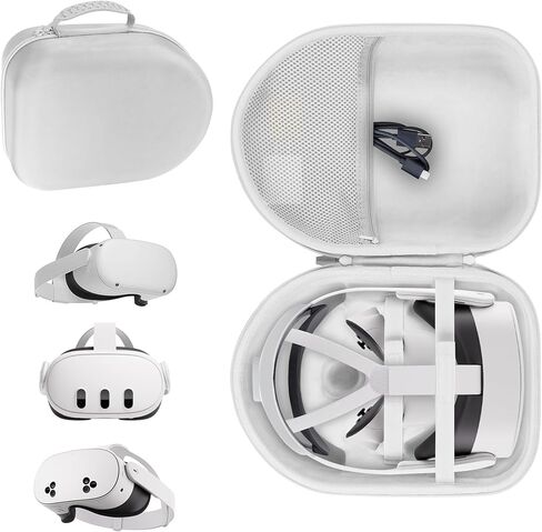 حافظة تخزين متوافقة مع سماعات الرأس ووحدة التحكم Meta Quest 3S / Quest 3 / Quest 2 VR، مناسبة للسفر والتخزين المنزلي (أبيض) in Kuwait