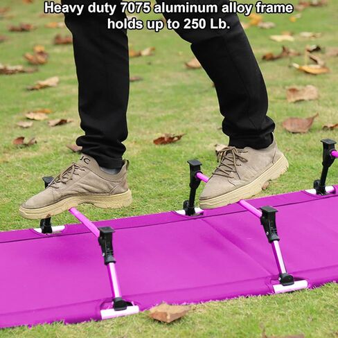 Kids Camping Cot and Toddler Travel Bed | Lightweight and Compact Cots for Sleeping | Portable Folding Cot for Toddler, Kids, Youth and Even Adults (Pink, 63" x 23.5") in Saudi Arabia