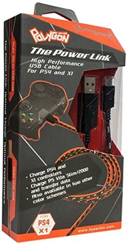 Hyperkin Polygon Braided Micro Charge Cable for PS4/ Xbox One/ PS Vita (2000 Model) (Black/ Gray) in Saudi Arabia
