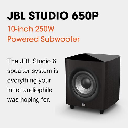 JBL Studio 650P, Dark Wood - Powered Subwoofer - 10" PolyPlas Cone Woofer with Dual Down-Firing Tuned Ports & 250w Rms Amplifier in Saudi Arabia