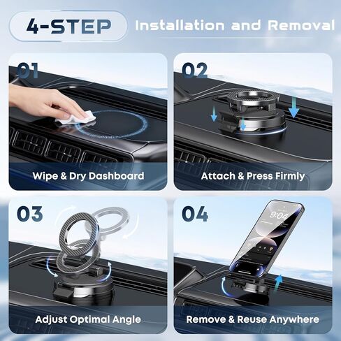 حامل هاتف مغناطيسي للسيارة والمكتب، حامل هاتف مغناطيسي قوي مع قفل آمن، حامل هاتف عالمي قابل للدوران 360 درجة للوحة القيادة والزجاج والطاولة، متوافق مع جميع الهواتف المحمولة in Kuwait