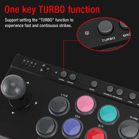 Diyeeni Arcades Joystick, Fighting Stick Controller with USB Port, Turbo and Macro Functions, Dual Mode, 8 Large Buttons & Rubber Handrest, for Android TV Box, Wins 7 8 10 in Saudi Arabia