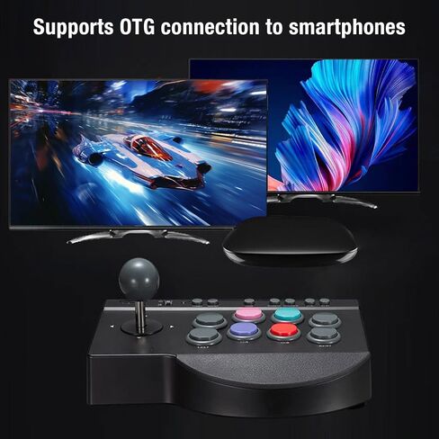 Diyeeni Arcades Joystick, Fighting Stick Controller with USB Port, Turbo and Macro Functions, Dual Mode, 8 Large Buttons & Rubber Handrest, for Android TV Box, Wins 7 8 10 in Saudi Arabia