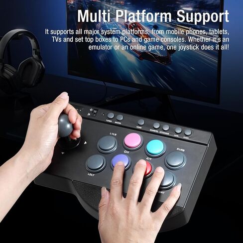 Diyeeni Arcades Joystick, Fighting Stick Controller with USB Port, Turbo and Macro Functions, Dual Mode, 8 Large Buttons & Rubber Handrest, for Android TV Box, Wins 7 8 10 in Saudi Arabia