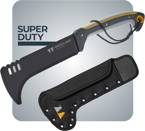 فأس فرشاة فائقة التحمل من Woodland Tools - شفرة منحنية مقاس 9 بوصة مع تانغ كامل ثلاثي مثبت، ومقبض طويل، وعمود الفقري للضرب، وغمد من النايلون الباليستي - أداة يدوية لتنظيف الفرشاة وعمل الممرات in Kuwait