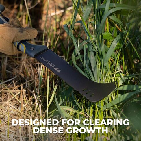 فأس فرشاة فائقة التحمل من Woodland Tools - شفرة منحنية مقاس 9 بوصة مع تانغ كامل ثلاثي مثبت، ومقبض طويل، وعمود الفقري للضرب، وغمد من النايلون الباليستي - أداة يدوية لتنظيف الفرشاة وعمل الممرات in Kuwait