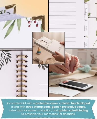 Baby Memory Book with Hand & Footprint Ink Pad | Keepsake Journal for Newborn to 5 Years | Baby Milestone Record Book | Capture Precious Memories & Child Growth in Saudi Arabia