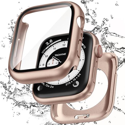 حافظة مقاومة للماء 2 في 1 متوافقة مع Apple Watch 40mm Series 6/5/4/SE مع واقي شاشة من الزجاج المقوى، غطاء ممتص للصدمات بتغطية كاملة لحافظة iWatch مقاس 40 مم Starlight in Kuwait