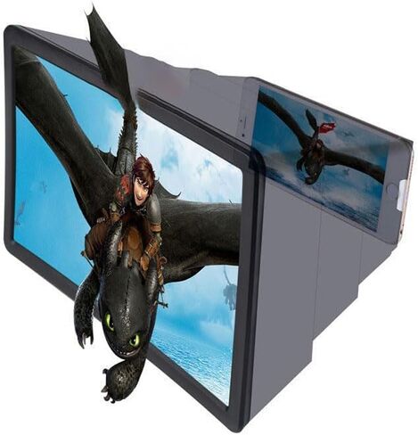 Smartphone Screen Magnifier 3D HD Foldable Amplifier Phone Stand with Adjustable Angle Gift for Mom Dad Family Portable Universal Enlarger Movies Gaming Video (Black) in Saudi Arabia