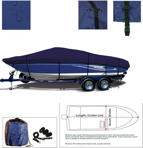 SavvyCraft Pro Bass Boat غطاء قارب قابل للقطر 17'6" x 88" أزرق داكن in Kuwait