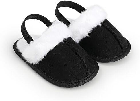 Infant Baby Boys Girls Slippers 2 Color Matching Cozy Fleece Home Slippers Slides Toddler Soft Warm Princess Flats Newborn Crib Shoes in Saudi Arabia