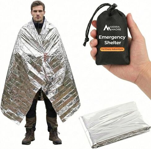 Sierra Madre Emergency Mylar Thermal Space Blanket for Survival – Waterproof Safety Shelter Retains 90% Body Heat – Ultralight & Compact Gear for Camping, First Aid & Prepper Supplies in Saudi Arabia