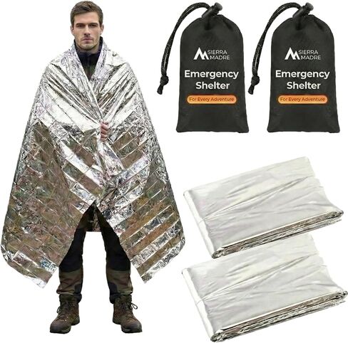 Sierra Madre Emergency Mylar Thermal Space Blanket for Survival – Waterproof Safety Shelter Retains 90% Body Heat – Ultralight & Compact Gear for Camping, First Aid & Prepper Supplies in Saudi Arabia