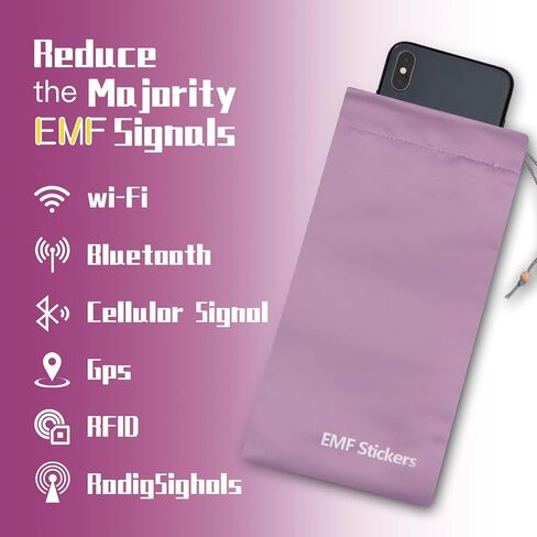 أكياس فاراداي EMF درع حماية مانع للهاتف الخلوي وحقيبة الهاتف الذكي وحقيبة حجب الإشارة لـ 5G RFID في جيب إغلاق برباط (وردي، قطعتان) ZcarpetH in Saudi Arabia
