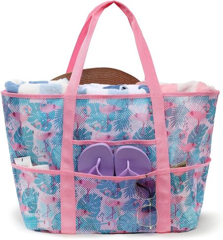 F -Color Mesh Beach Bag Family - حقيبة حمل كبيرة لـ Cruise Pool Toys Beach Exsentials in Kuwait