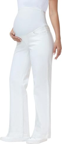 Women's Maternity Jeans Wide Leg Pants | Stretchy Denim Fabric, Loose Fit, High Waisted Maternity Straight Leg Jeans, Comfy Pregnancy Pants in Saudi Arabia